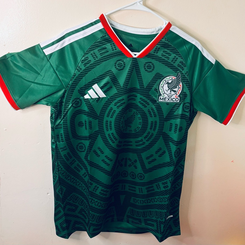 adidas Green Mexico Soccer Jersey with Red & White Trim